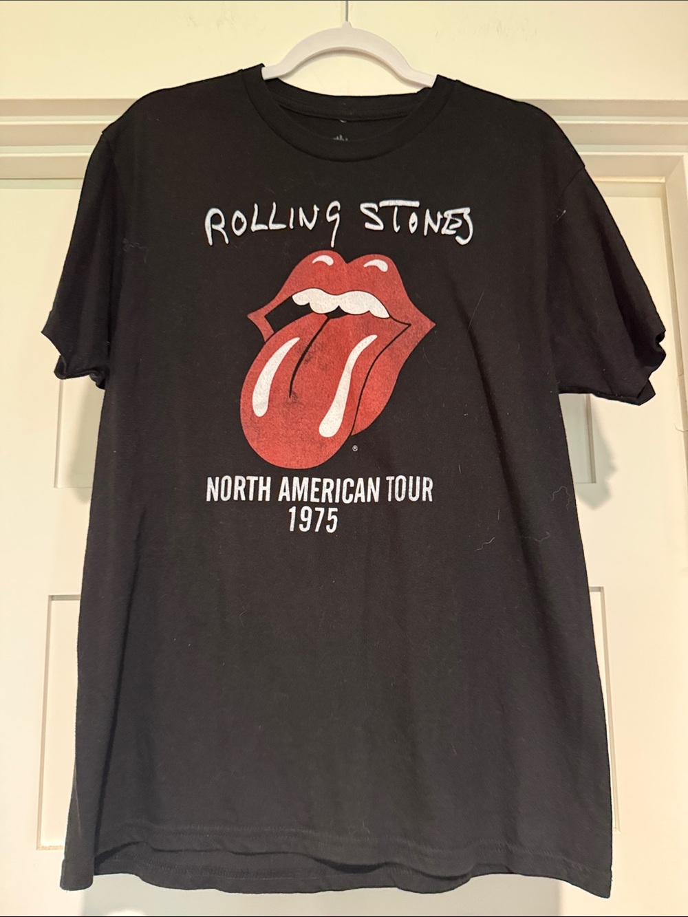 the Rolling Stones Black Tee with Red Tongue Graphic